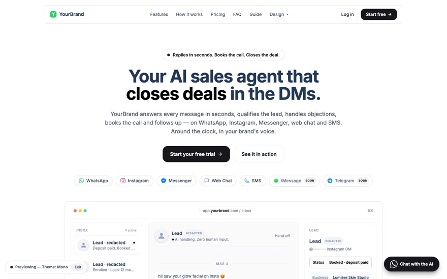 Website template, Mono design